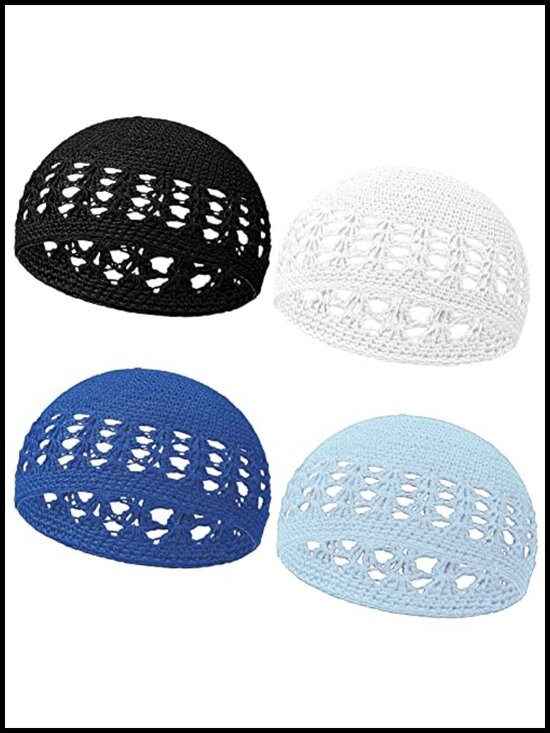 Accessories - Stretchy Knitted Beanie Skull Caps Set of 4 Unisex Breathable